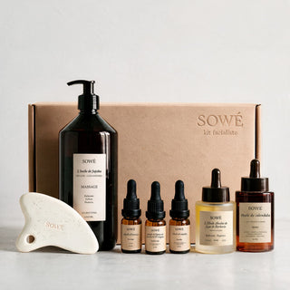 Coffret d'huiles de massage pour le visage et guasha pour facailistes 