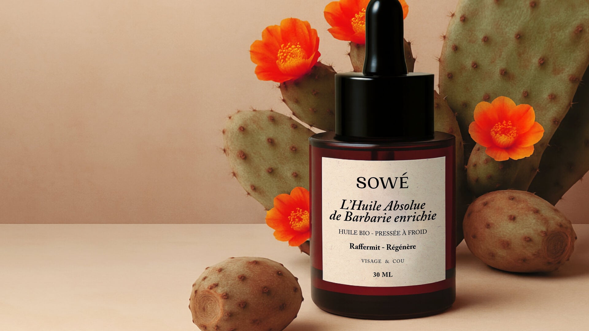 Óleo de figo-da-índia, cacto, enriquecido 